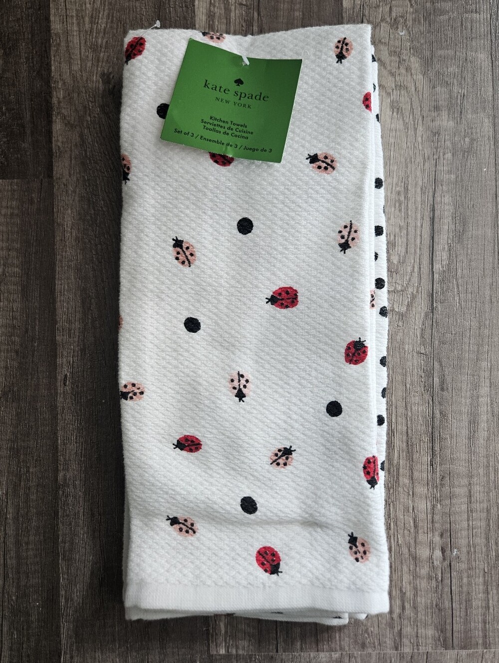 Kate Spade Ladybug Polka Dot Kitchen Towels, Set of 3